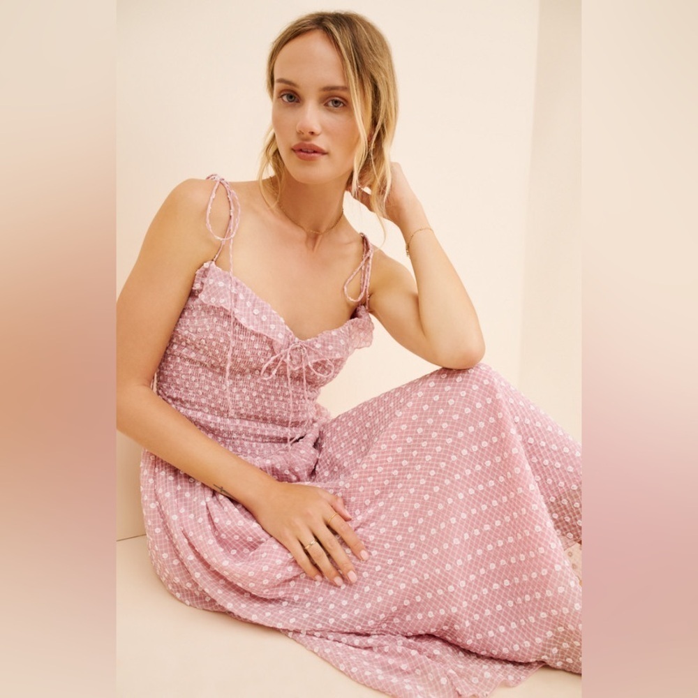 For Love & Lemons Maxine Clip Drop Maxi Sundress Pink Size Small